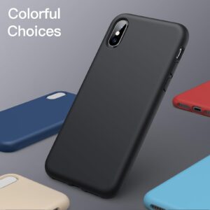 JETech Silicone Case for iPhone X, iPhone Xs, 5.8-Inch, Silky-Soft Touch Full-Body Protective Case, Shockproof Cover with Microfiber Lining (Black)