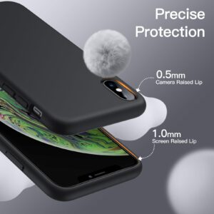 JETech Silicone Case for iPhone X, iPhone Xs, 5.8-Inch, Silky-Soft Touch Full-Body Protective Case, Shockproof Cover with Microfiber Lining (Black)