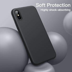 JETech Silicone Case for iPhone X, iPhone Xs, 5.8-Inch, Silky-Soft Touch Full-Body Protective Case, Shockproof Cover with Microfiber Lining (Black)