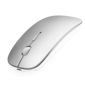 bluetooth mouse, rechargeable wireless mouse compatible with macbook air/pro/mac/ipad/laptop/tablet/notebook/pc/desktop, slim portable usb mice for windows/linux/android/(ios 13.1.2 and above), sliver