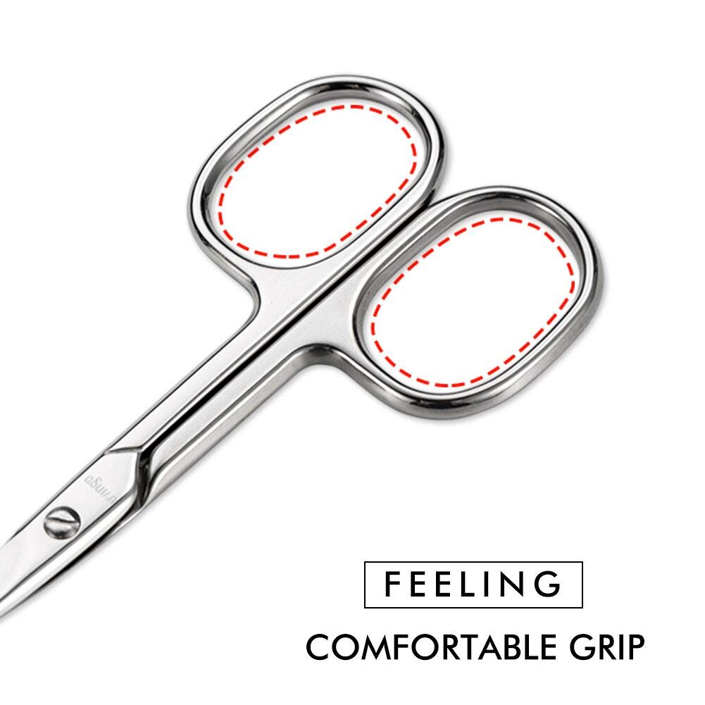 LIVINGO Premium Curved and Rounded Nose Hair Scissors for Men, 2 PC Set Nail Cuticle Manicure Scissors Shears Kit for Beard/Mustache, Ear, Facial Hair, Eyebrows, Eyelashes for Women