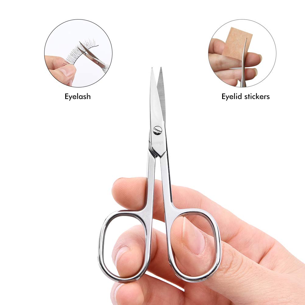 LIVINGO Premium Curved and Rounded Nose Hair Scissors for Men, 2 PC Set Nail Cuticle Manicure Scissors Shears Kit for Beard/Mustache, Ear, Facial Hair, Eyebrows, Eyelashes for Women