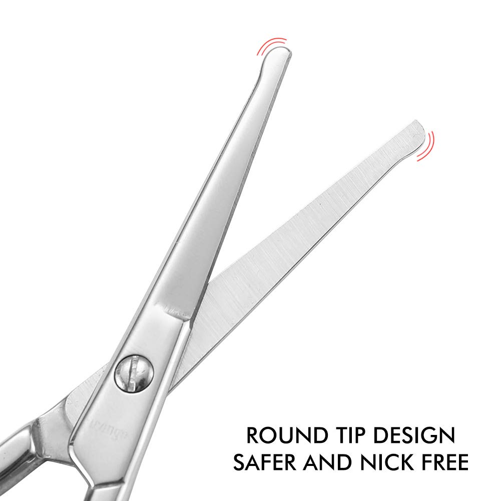 LIVINGO Premium Curved and Rounded Nose Hair Scissors for Men, 2 PC Set Nail Cuticle Manicure Scissors Shears Kit for Beard/Mustache, Ear, Facial Hair, Eyebrows, Eyelashes for Women