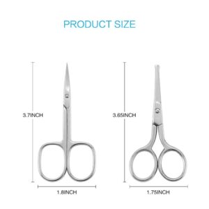 LIVINGO Premium Curved and Rounded Nose Hair Scissors for Men, 2 PC Set Nail Cuticle Manicure Scissors Shears Kit for Beard/Mustache, Ear, Facial Hair, Eyebrows, Eyelashes for Women