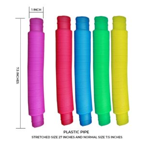Pop Accordion Tubes Sensory Fidget Toy, 6 Pack Educational STEM Travel Toys, Helps Reduce Stress for Autism and ADHD, Activities for Special Needs Children, Christmas Stocking Stuffers for Kids