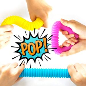 Pop Accordion Tubes Sensory Fidget Toy, 6 Pack Educational STEM Travel Toys, Helps Reduce Stress for Autism and ADHD, Activities for Special Needs Children, Christmas Stocking Stuffers for Kids