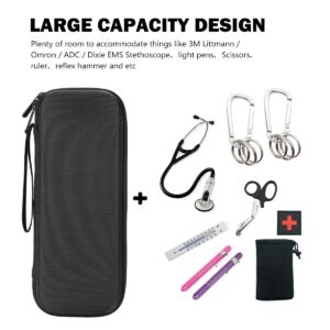 ProCase Stethoscope Hard Carrying Case, Shockproof Travel Storage Bag for Littmann/Omron/ADC/Dixie EMS Stethoscope, with Extra Mesh Pockets for Small Accessories [Device NOT Included] -Black