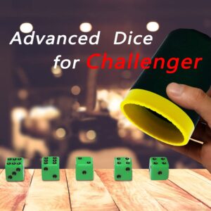 Graduation Gift Dice Stacking Cup Set with 4 Pcs 19mm Purple and 5 Pcs 18mm Green Standard 6 Sided Dices Straight Dice Cup with Storage Bag Dice Cup Shaker with Magic Tricks Instruction Black