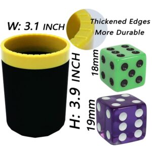 Graduation Gift Dice Stacking Cup Set with 4 Pcs 19mm Purple and 5 Pcs 18mm Green Standard 6 Sided Dices Straight Dice Cup with Storage Bag Dice Cup Shaker with Magic Tricks Instruction Black