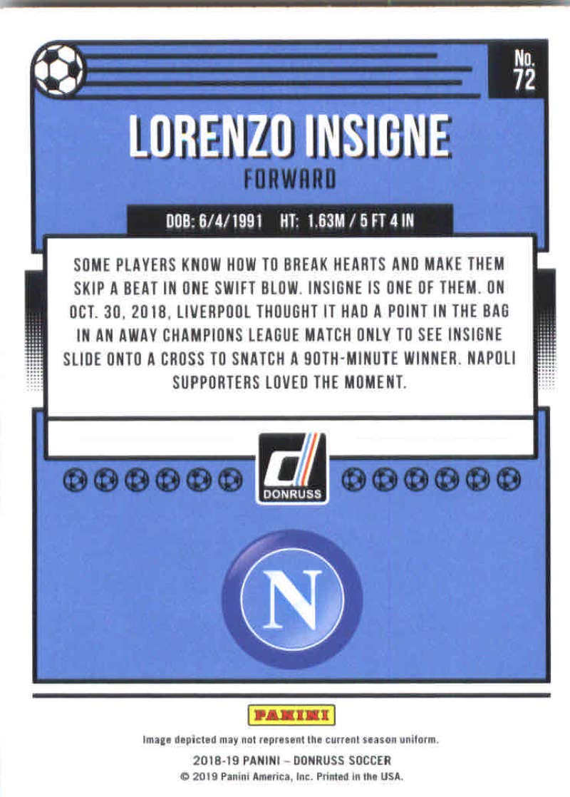 2018-19 Donruss #72 Lorenzo Insigne SSC Napoli Soccer Card