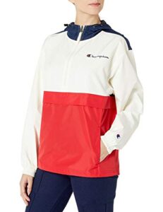 champion womens champion packable athletic navy/chalk white/scarlet xs jacket, athletic navy, x-small us