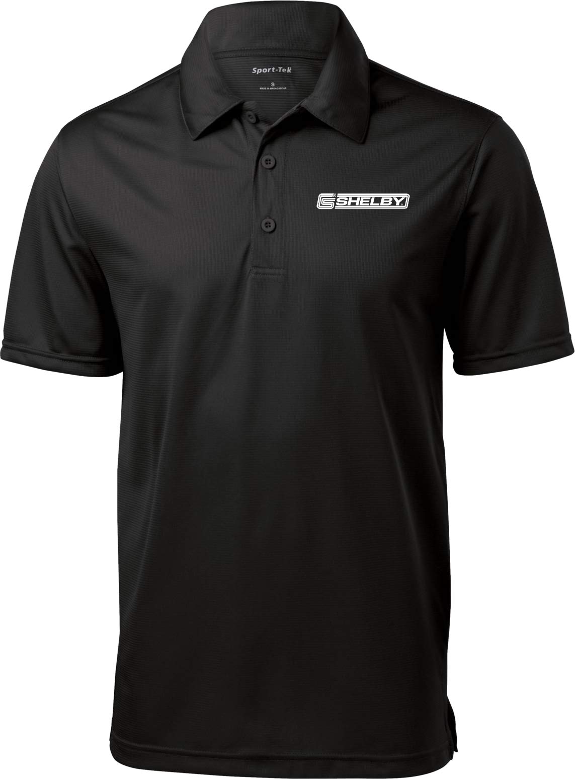 Ford Mustang Shelby Crest Pocket Print Textured Polo, Black 4XL