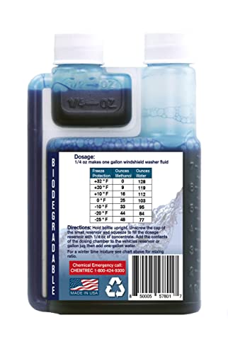 Qwix Mix Windshield Washer Fluid Concentrate, 1 Bottle Makes 32 Gallons, 1/4 oz. Makes 1 Gallon 100% Biodegradable