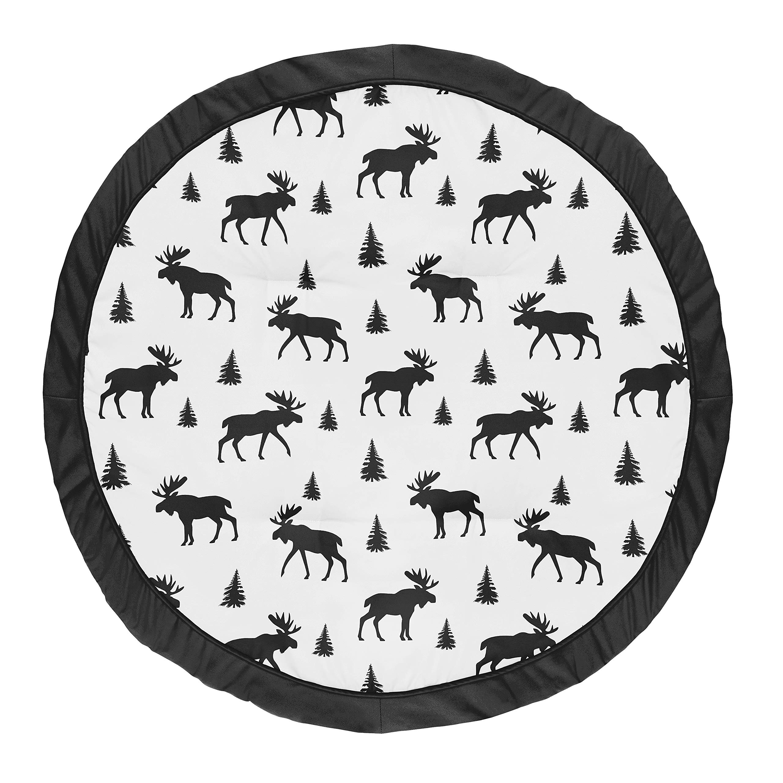 Sweet Jojo Designs Black and White Woodland Moose Playmat Tummy Time Baby and Infant Play Mat for Rustic Patch Collection