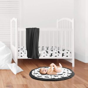 Sweet Jojo Designs Black and White Woodland Moose Playmat Tummy Time Baby and Infant Play Mat for Rustic Patch Collection