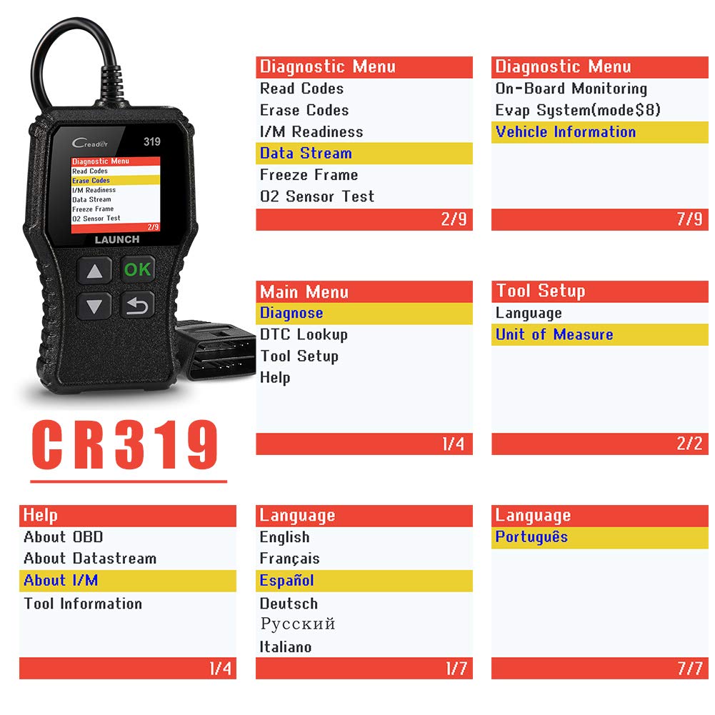 LAUNCH OBD2 Scanner CR319 Check Engine Code Reader with Full OBD2 Functions