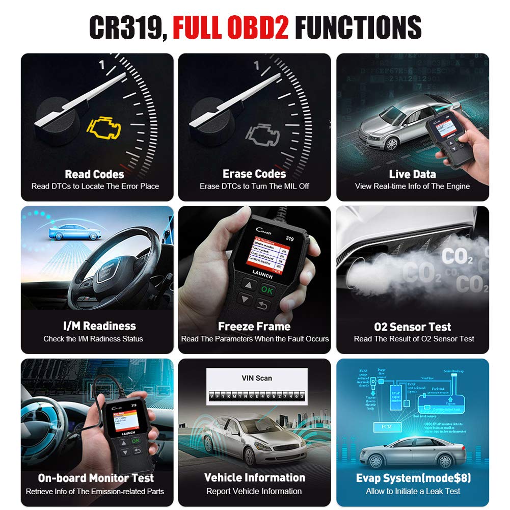 LAUNCH OBD2 Scanner CR319 Check Engine Code Reader with Full OBD2 Functions