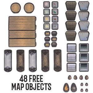 Stratagem The Master's Atlas Grid Tiles-Reversible Dry Wet Erase Battle Map for 3D DND-RPG Tabletop RPG Scenery-Dungeons Dragons Pathfinder- Tabletop Grid| Grass/Stone - 44 Tiles & 48 Tokens