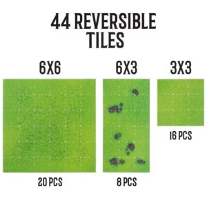 Stratagem The Master's Atlas Grid Tiles-Reversible Dry Wet Erase Battle Map for 3D DND-RPG Tabletop RPG Scenery-Dungeons Dragons Pathfinder- Tabletop Grid| Grass/Stone - 44 Tiles & 48 Tokens