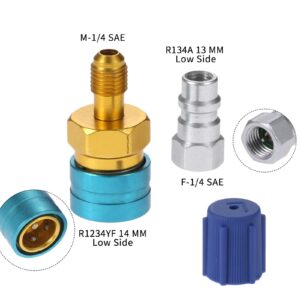 Aupoko R1234YF to R134A Low Side Quick Coupler, R1234YF Low Side Quick Coupler, R12 to R134A Hose Adapter Fitting Connector for Car Air-Conditioning AC Charging