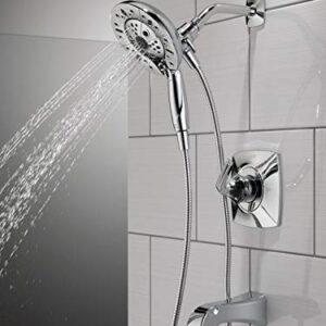 Delta Faucet Vesna 14 Series Single-Handle Shower Trim Kit with 5-Spray H2Okinetic In2ition Dual Hand Held Shower Head with Hose, Chrome 144789-I (Valve Included)