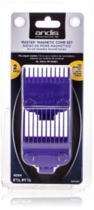 andis 01420 master clipper magnetic comb set - crafted for long-lasting performance - dual pack sizes 0.5 & 1.5 and fit with ml models – purple