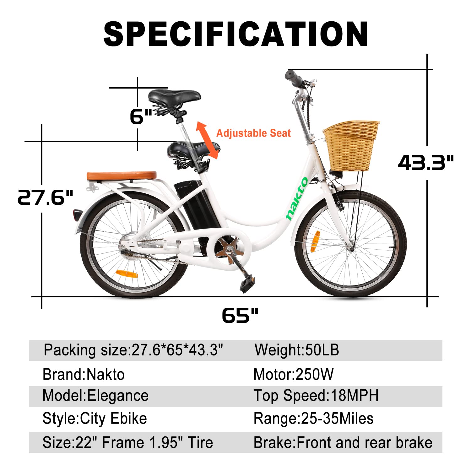 BRIGHT GG 22" Electric Bicycle Commuter Ebike City Electric Bike with 250W Rear Hub Motor 36V 10A Lithium Battery,Lock