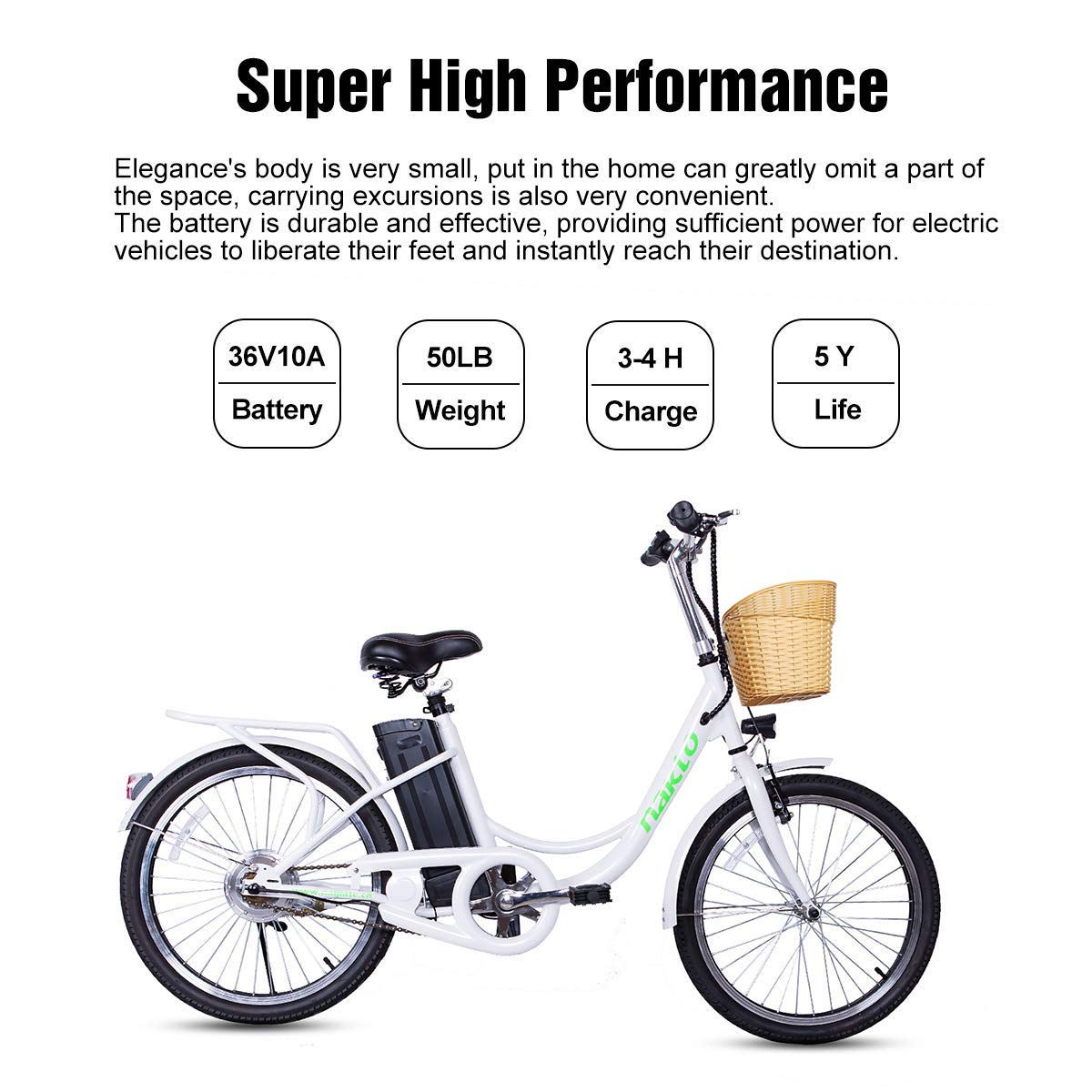 BRIGHT GG 22" Electric Bicycle Commuter Ebike City Electric Bike with 250W Rear Hub Motor 36V 10A Lithium Battery,Lock