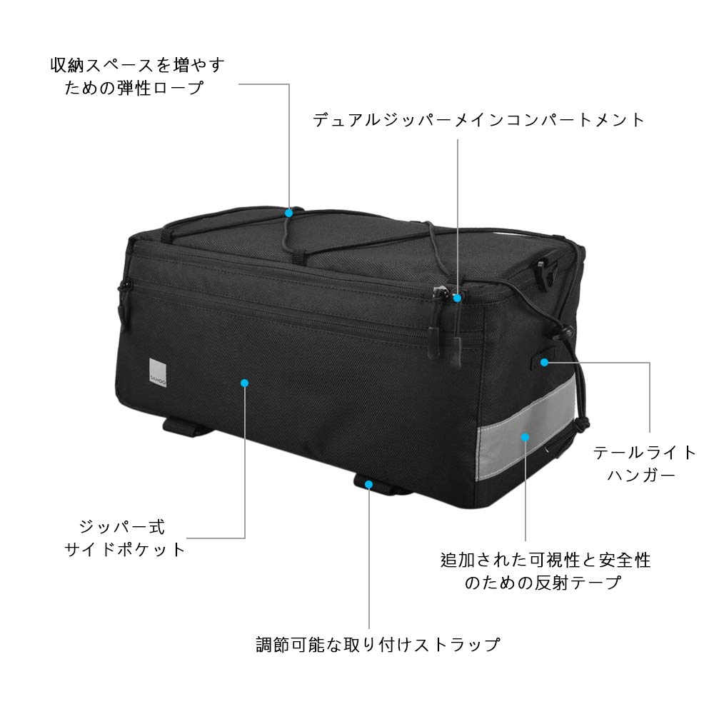 LIXADA Insulated Trunk Cooler Bag for Warm or Cold Items, Bicycle Rear Rack Storage Luggage, Reflective Cycling Mountain Bike Bike Pannier Bag, 8L