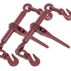 Mytee Products (2 Pack) Ratchet Chain Binder 1/4" - 5/16" Chain Binders Tie Down Hauling Red