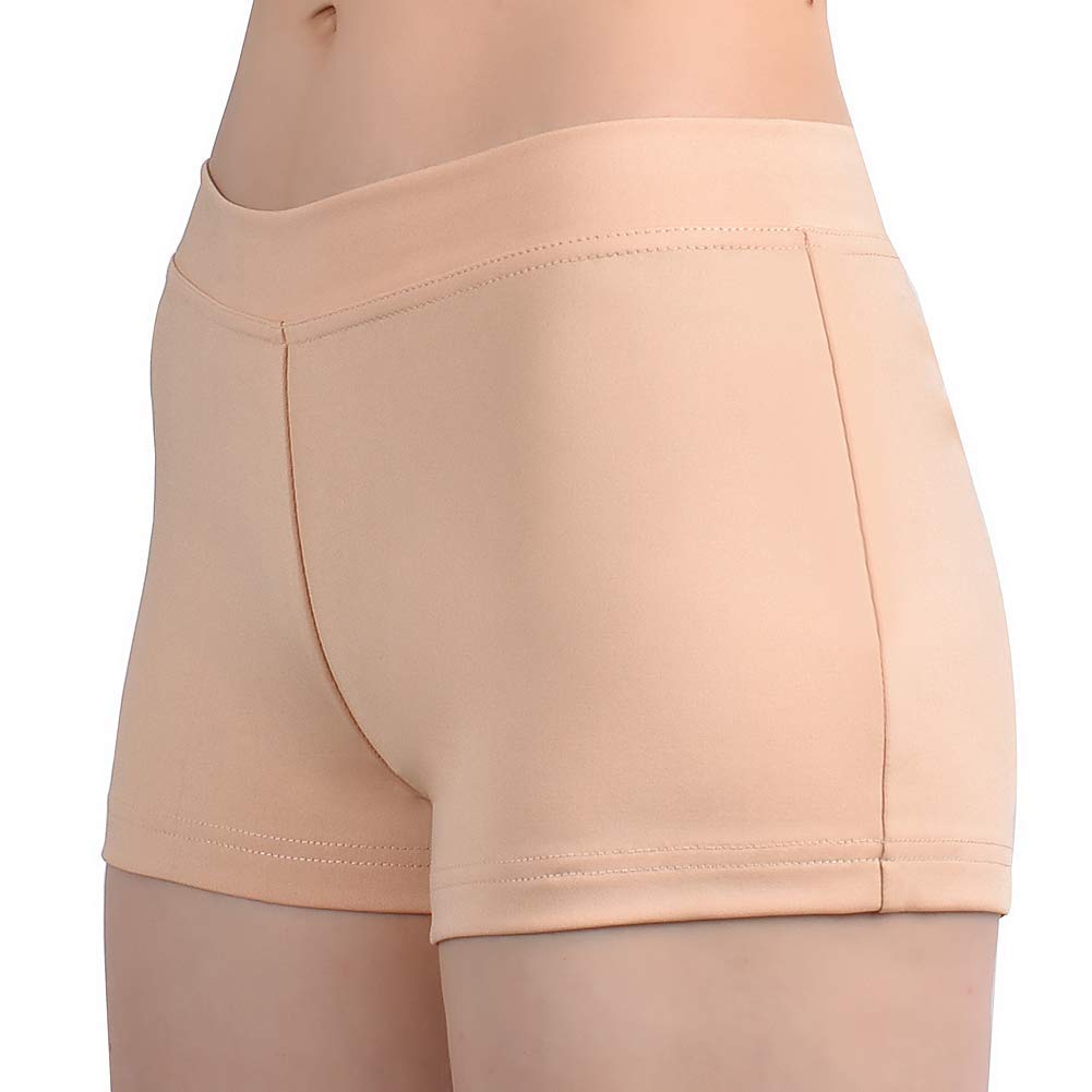 SUPRNOWA Boy Cut Shorts Low Rise Booty Shorts Spandex Active Dance Yoga Workout Fitness for Women (Nude, Small)