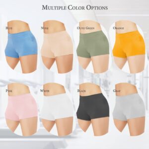 SUPRNOWA Boy Cut Shorts Low Rise Booty Shorts Spandex Active Dance Yoga Workout Fitness for Women (Nude, Small)