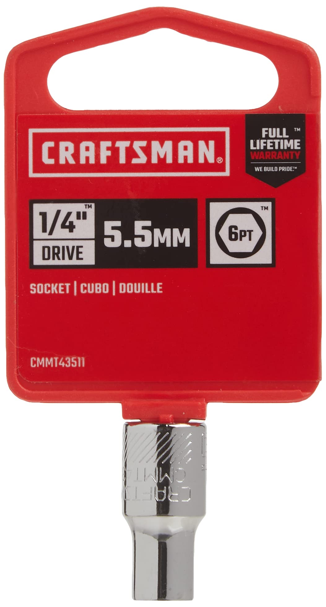 CRAFTSMAN Shallow Socket, Metric, 1/4-Inch Drive, 5.5mm, 6-Point (CMMT43511)