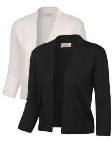 grace karin office cropped knitting jacket for dress (xxl,black&ivory,2 pack)