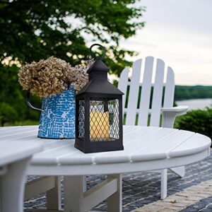 Eldnacele 11” LED Candle Lantern Decorative Indoor Outdoor Hanging Lantern with Waterproof Flameless Candle 6-Hour Timer, for Home, Garden, Patio, Party Lights, Black