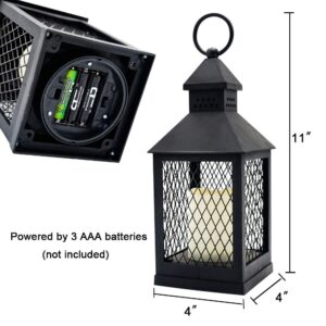 Eldnacele 11” LED Candle Lantern Decorative Indoor Outdoor Hanging Lantern with Waterproof Flameless Candle 6-Hour Timer, for Home, Garden, Patio, Party Lights, Black