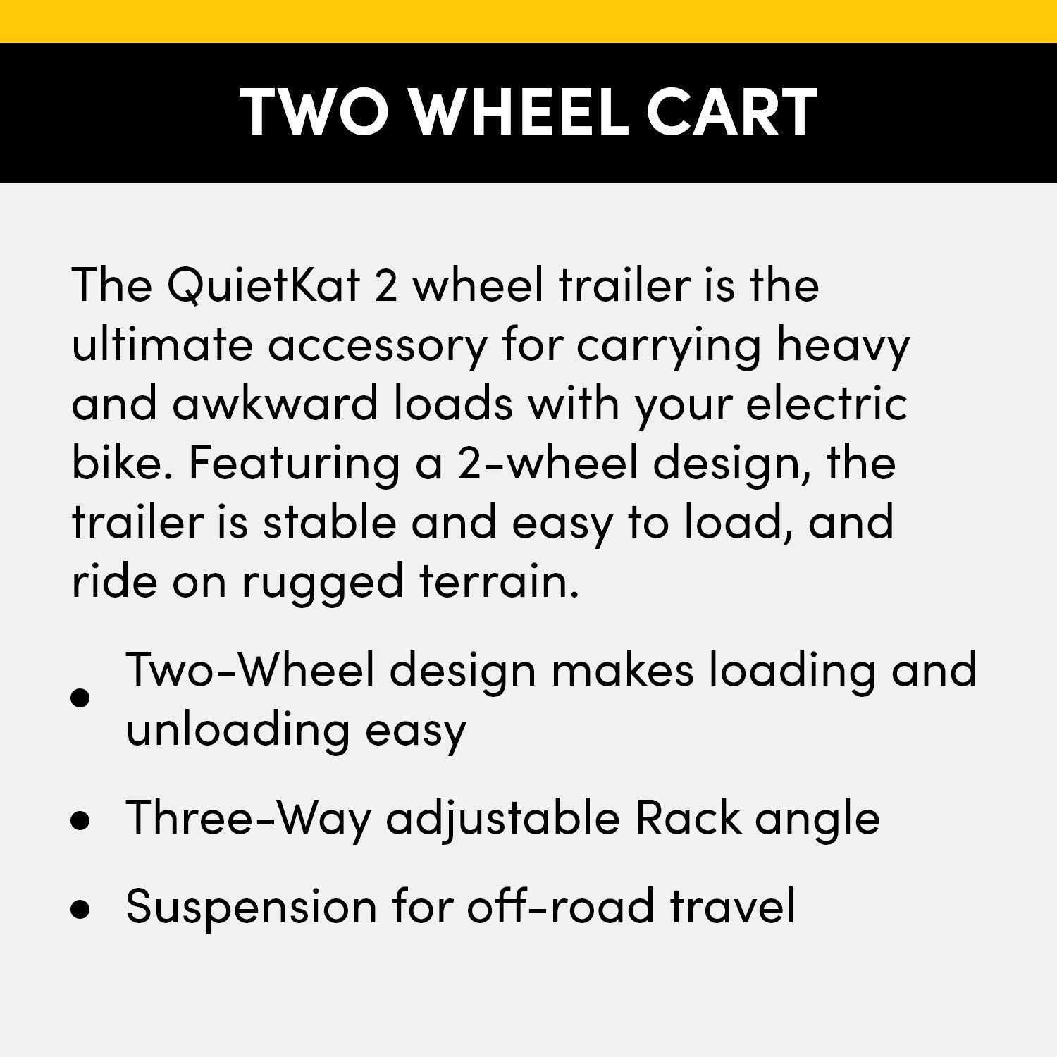 QuietKat Two Wheel Game Cart, FatTire Off Road Cargo Trailer for Extra Storage While Hunting, Fishing, Exploring Backcountry, Three-Way Adjustable Rack Angle (20" x 4" Wheels/Tires), Black