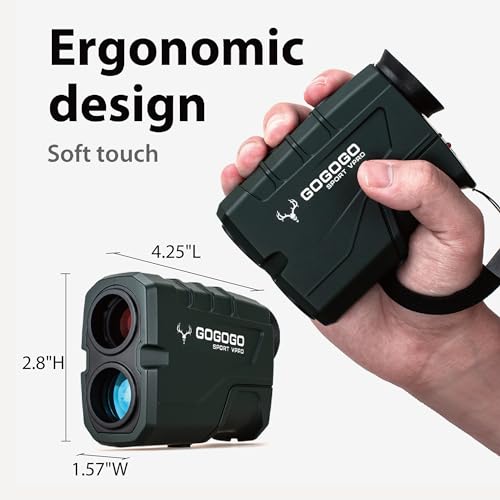 Gogogo Sport Vpro Green Hunting Rangefinder -1200 Yards Laser Range Finder for Hunting and Golf with Speed, Slope, Scan and Normal Measurements - Rechargeable - with USB Cable (1200 Yard)