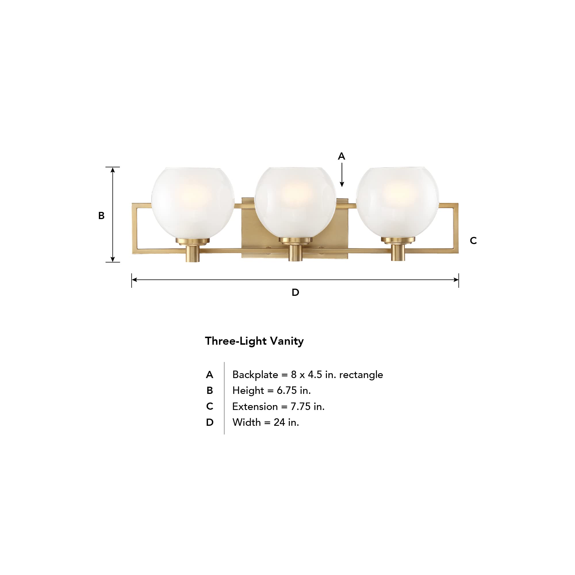 Designers Fountain 94503-BG 24in Cowen 3 Bathroom Vanity Light Fixture, Brushed Gold