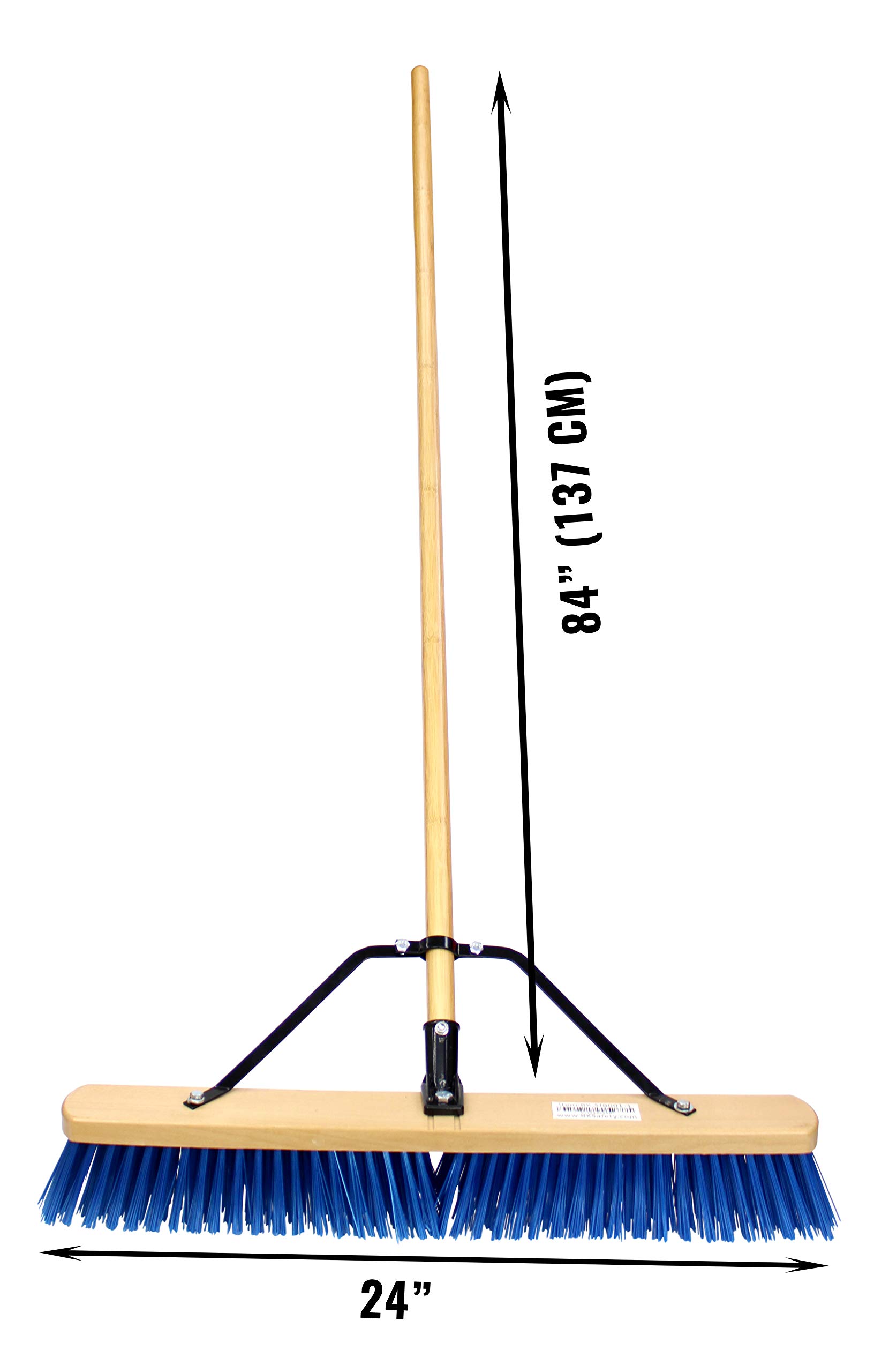 24'' RK Safety Wooden Push Broom with Brace and Bamboo Handle (Pack of 6)