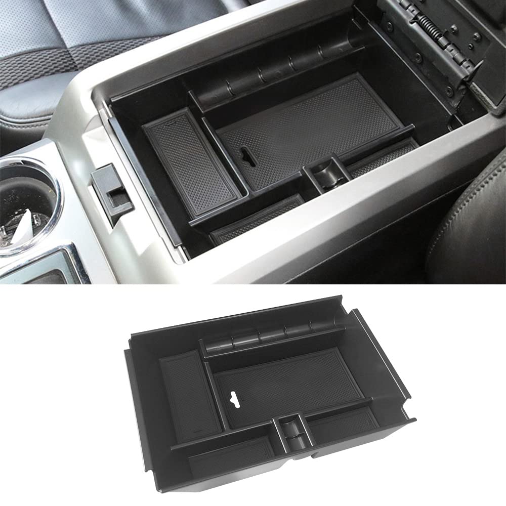 VESUL Center Console Armrest Storage Box Compatible with Ford F-150 F150 2011 2012 2013 2014 ABS Tray Insert Organizer Glove Pallet