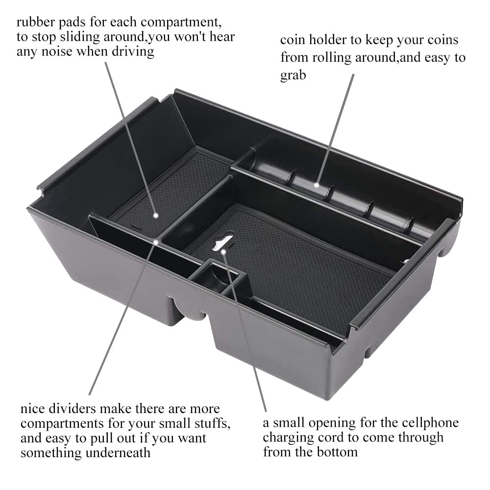 VESUL Center Console Armrest Storage Box Compatible with Ford F-150 F150 2011 2012 2013 2014 ABS Tray Insert Organizer Glove Pallet