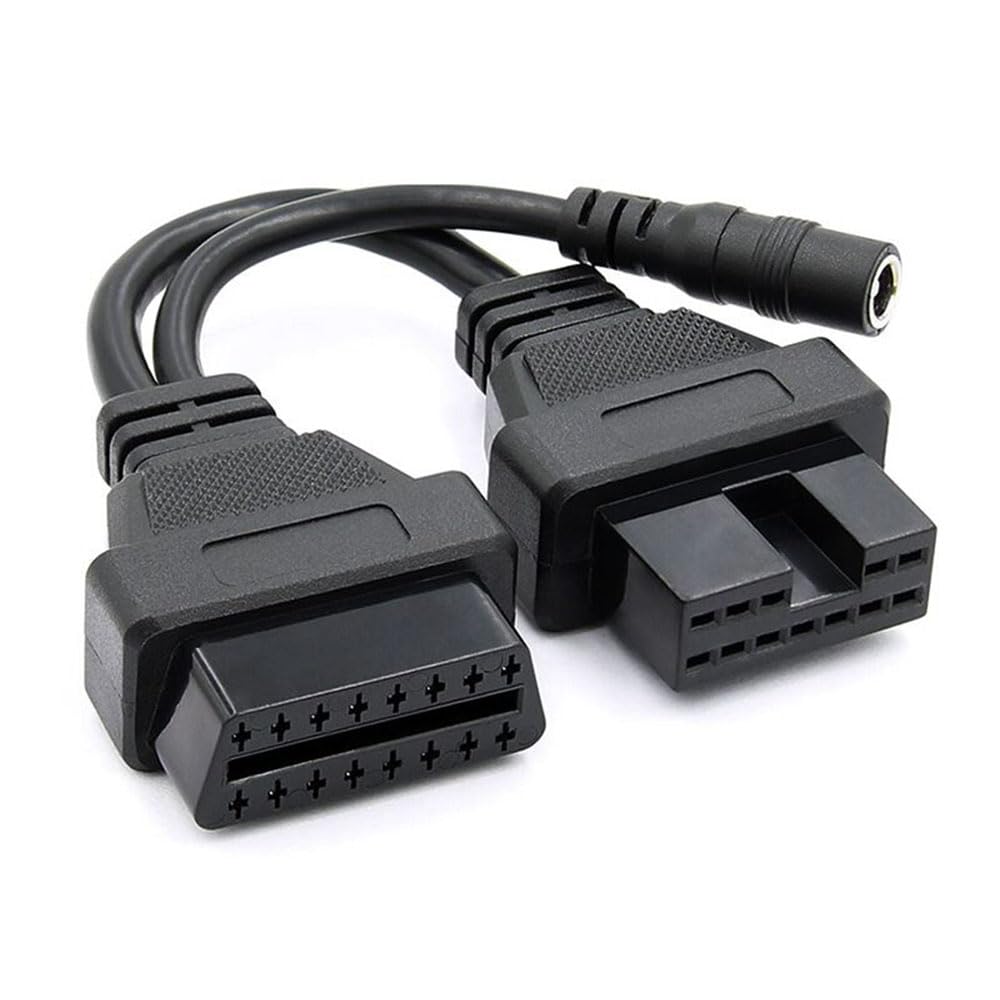 E-Car Connection 12 Pin OBD to 16 Pin OBD2 Diagnostic Adapter Cable for Mitsubishi and Hyundai Cars