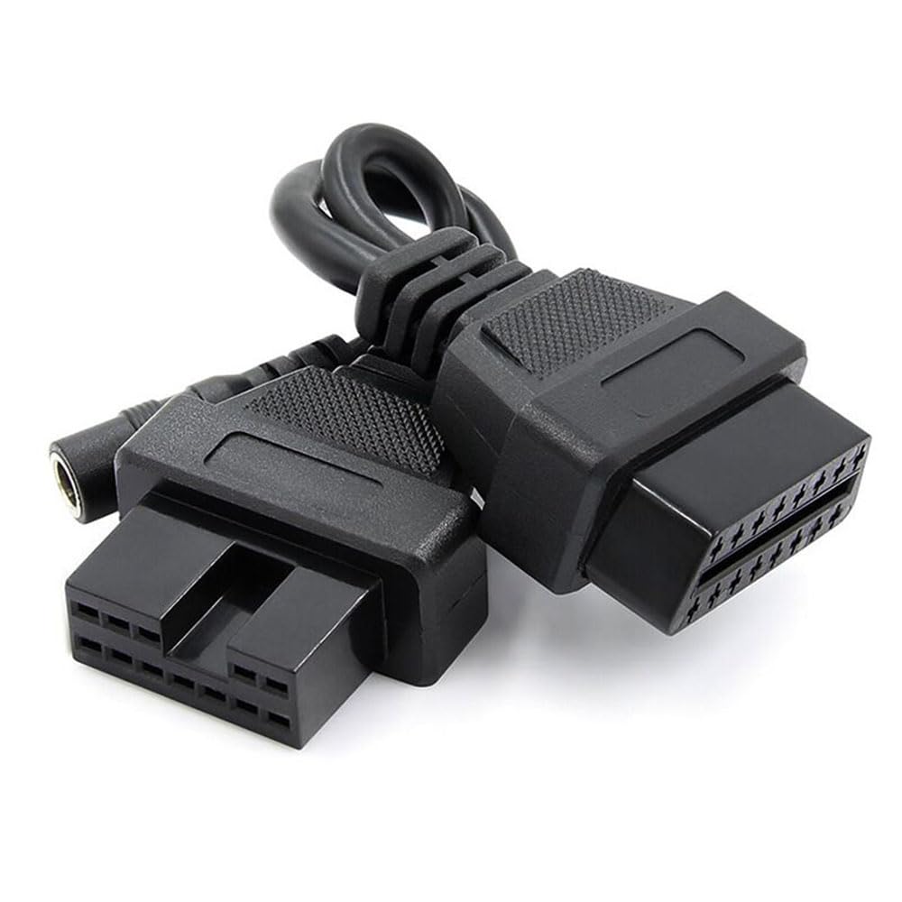 E-Car Connection 12 Pin OBD to 16 Pin OBD2 Diagnostic Adapter Cable for Mitsubishi and Hyundai Cars