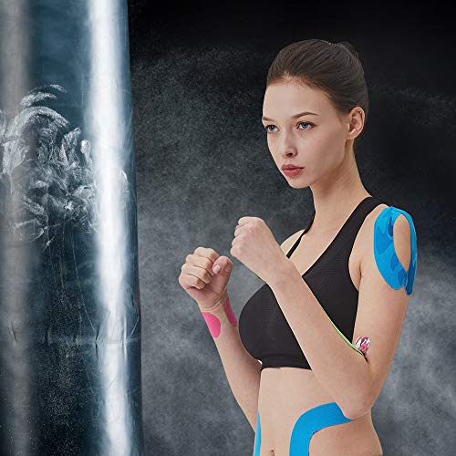 AUPCON Kinesiology Tape Elastic Kinesiology Therapeutic Athletic Tape Hypoallergenic Breathable Cotton Sports Muscle Tape Therapy Recovery Support for Knee Shoulder Ankle Elbow Shin Neck Splints