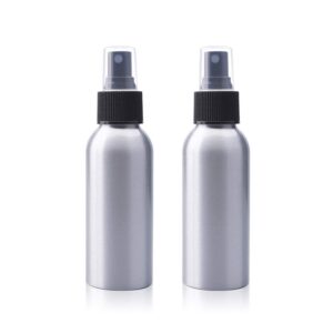 cheung constore 120ml 4oz aluminum fine mist atomizers spray bottle metal refillable containers liquid storage pump vials for essential oils,aromatherapy,perfumes-2 pack (black sprayer)