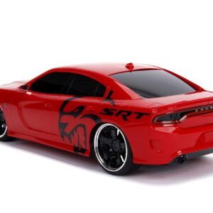 Jada Toys Big Time Muscle Hyperchargers RC - 2015 Dodge Charger SRT Hellcat, USB Charging, 2.4Ghz, Glossy Red