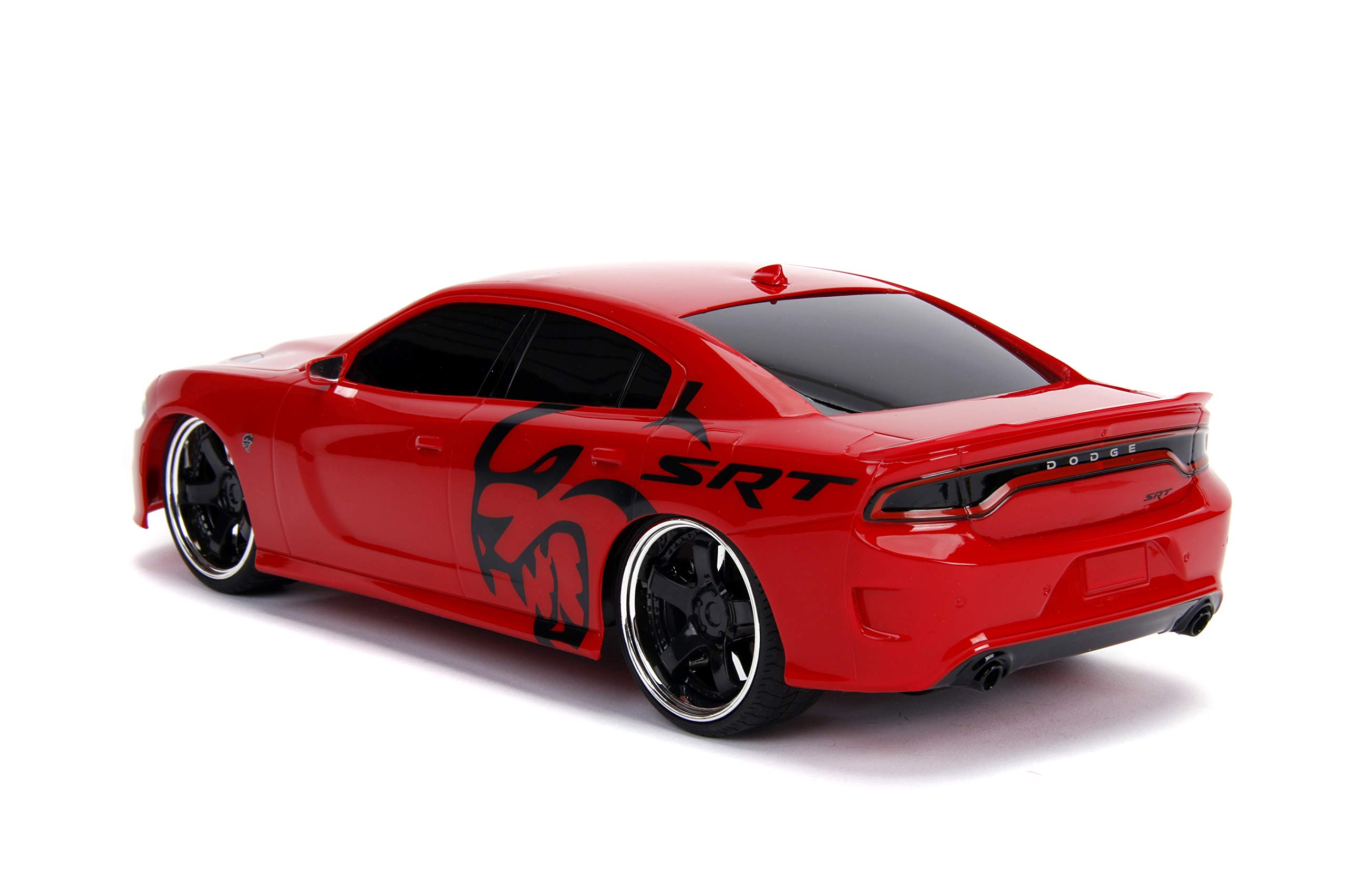 Jada Toys Big Time Muscle Hyperchargers RC - 2015 Dodge Charger SRT Hellcat, USB Charging, 2.4Ghz, Glossy Red