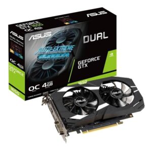 asus geforce gtx 1650 overclocked 4gb dual-fan edition vr ready hdmi dp 1.4 dvi graphics card (dual-gtx1650-o4g)