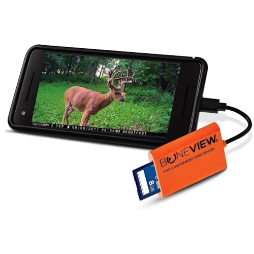 BoneView SD Card Reader, Type-C USB Trail Camera Viewer Plays Deer Hunting Photo Video on Android Phone or Tablet